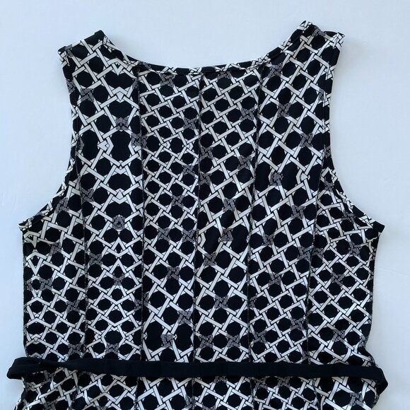 Haani Fit and Flare Panel Dress with Belt. Black & White. PXL Plus Size - Picture 4 of 11